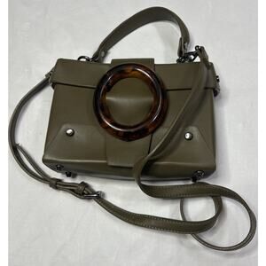 Like Dreams Olive Green Box Bag Cross Body Purse Amber Donut Clasp Military